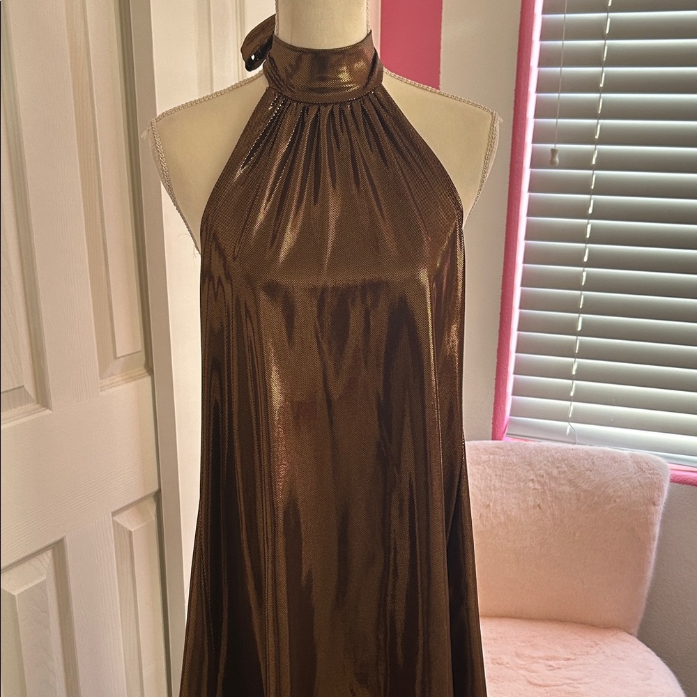 Metallic Halter Neck Dress